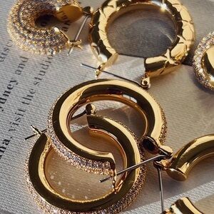 LUV AJ Quilted Baby Amalfi Hoops in Gold-plated Brass